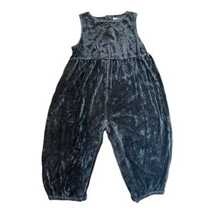 Baby Gap Girls 2T Crushed Velvet Romper Black Jumpsuit Snap Legs Vintage
